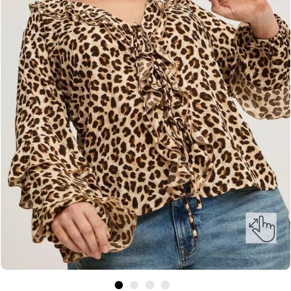 Torrid Chiffon V-Neck Tie-Front Blouse with Ruffle Sleeves